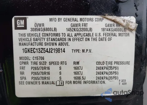 2004 GMC Yukon Slt z USA, uszkodzony, nr VIN 1GKEC13Z54J219814